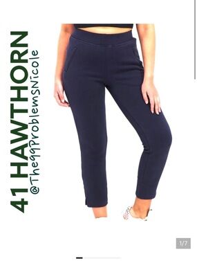 Hawthorn Navy Ankle Crop Pull-On Pants